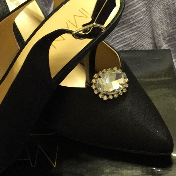 IMAN,8W,BLACK SATIN Heels,3”,NWT,NIB,Never worn SLINGBACK - Picture 5 of 10